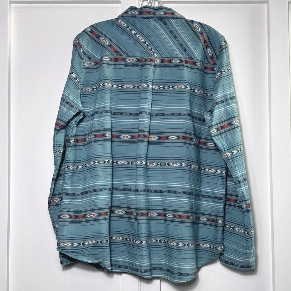 Ariat Real Womens Relaxed Southwestern Print Cotton Button Down Shirt Teal Large - Picture 3 of 8
